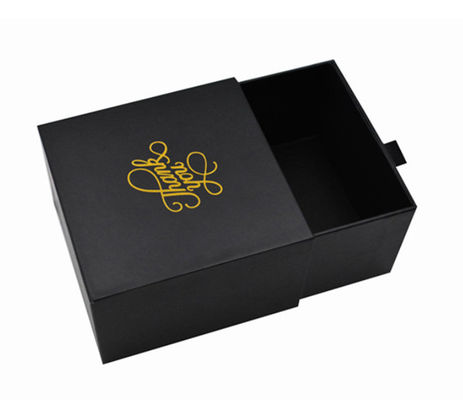 Black Gold Foil Stamping Pull Out Gift Boxes 4C Offset