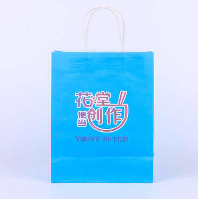 CMYK Printing Fast Food Recycled Paper Bags With Handles