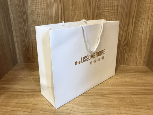 250gsm Recycled ODM White Paper Shopping Bags With Handles