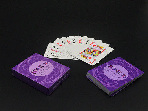 Purple Color Printed 300gsm C2S Paper Playing Cards 63x88mm Tuck Box Packaging