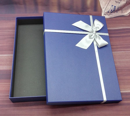 Custom Made Rigid Cardboard Boxes With Ribbons For Gifts Packaging